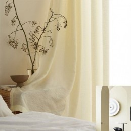 Gardiner I Bomullslinne Och Tyll För Vardagsrum, Enfärgade, Café