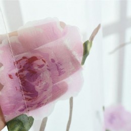 Blommiga Transparenta Fönstergardiner Tylldraperi Heminredning Rumsavdelare