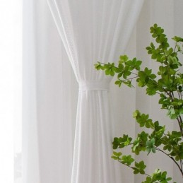 Vita Genomskinliga Gardiner I Nordisk Stil Med Jacquardmönster För Vardagsrum Och Sovrum