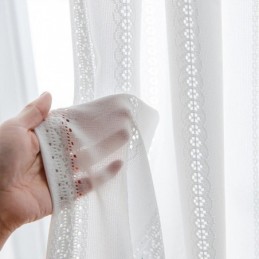 Vita Genomskinliga Gardiner I Nordisk Stil Med Jacquardmönster För Vardagsrum Och Sovrum