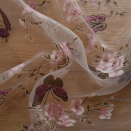 Fjärilsblommiga Tyllgardiner, Fönstergardiner, Voilegardin, Måttbeställd Gardin