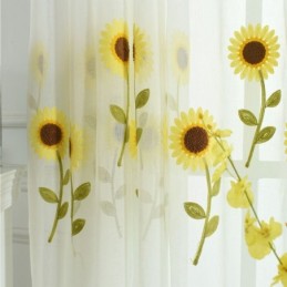 Europeisk Transparent Gardin, Måttbeställd, Rustik Blommig Tyllgardin För Vardagsrum/Sovrum