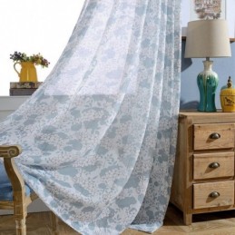 Tryckta Blomgardiner I Tyll...