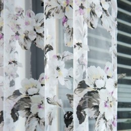 Europeisk Transparent Gardin, Måttbeställd, Rustik Blommig Tyllgardin För Vardagsrum/Sovrum
