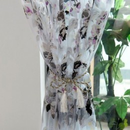 Europeisk Transparent Gardin, Måttbeställd, Rustik Blommig Tyllgardin För Vardagsrum/Sovrum