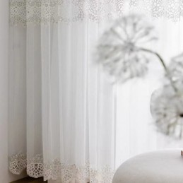 Geometriska Transparenta Gardiner Med Broderi I Tyll För Vardagsrum