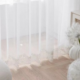 Geometriska Transparenta Gardiner Med Broderi I Tyll För Vardagsrum