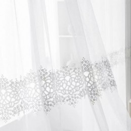 Geometriska Transparenta Gardiner Med Broderi I Tyll För Vardagsrum