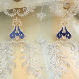 Utsökt Tyllgardin, Måttbeställd Gardin, Europeiska Broderade Blommiga Transparenta Gardiner För Rumsdekoration