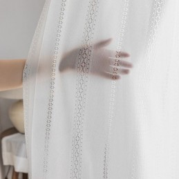 Klassisk Geometrisk Fönsterskärm Vit Broderad Organza För Vardagsrum Måttbeställd Gardin