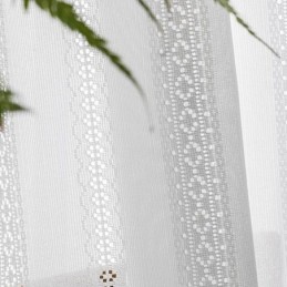 Klassisk Geometrisk Fönsterskärm Vit Broderad Organza För Vardagsrum Måttbeställd Gardin