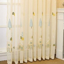 Dekorativa Fönsterskärmar Tecknade Broderade Tyllgardiner För Sovrum