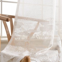 Vita Jacquardgardiner Genomskinliga Gardiner För Vardagsrum Sovrum