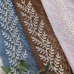 Dekorativa Fönsterskärmar Växtbroderade Tyllgardiner För Sovrum