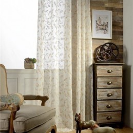 Broderad Lövgardin I Tyll Måttbeställd Gardin Moderna Voile-Gasgardiner