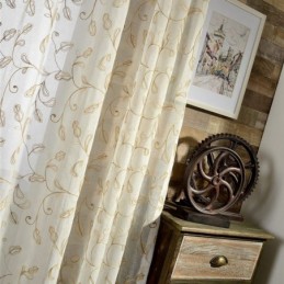 Broderad Lövgardin I Tyll Måttbeställd Gardin Moderna Voile-Gasgardiner