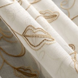 Broderad Lövgardin I Tyll Måttbeställd Gardin Moderna Voile-Gasgardiner
