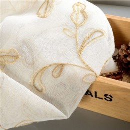 Broderad Lövgardin I Tyll Måttbeställd Gardin Moderna Voile-Gasgardiner