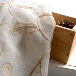 Broderad Lövgardin I Tyll Måttbeställd Gardin Moderna Voile-Gasgardiner