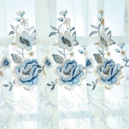 Lyxig Tyllgardin Måttbeställd Gardin Blommig Broderad Voile För Vardagsrum