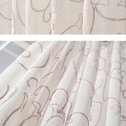 Vita, Transparenta Voilegardiner Med Vinrankabroderi För Sovrum