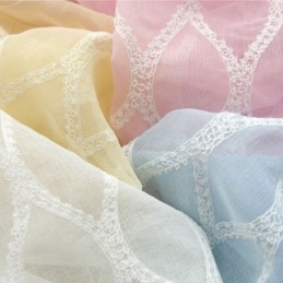 Lyxig Fönstergardin, Transparent, Geometrisk Broderad Skärm, Högkvalitativ Tyll, Måttbeställd