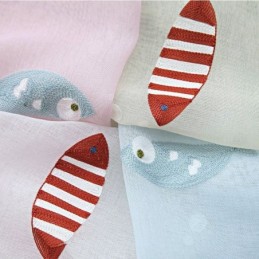 Dekorativ Fönsterskärm Fiskbroderad Skir Gardin Måttbeställd Gardin För Vardagsrum