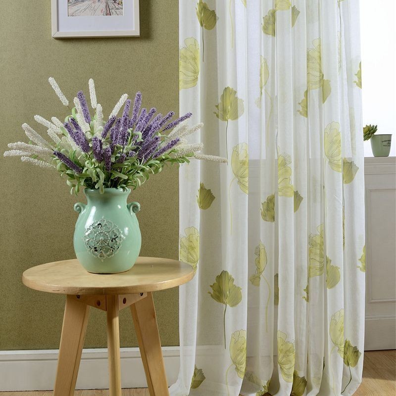 Elegant Lotus Voile-Gardin, Måttbeställd, Persienner, För Vardagsrum Och Sovrum