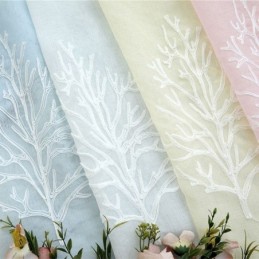 Dekorativ Fönsterskärm Med Växttryck, Broderad, Skir Gardin, Måttbeställd Gardin För Vardagsrum