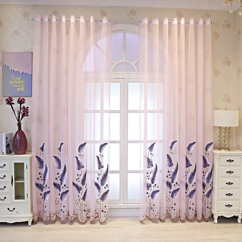 Dekorativ Fönsterskärm Med Bladbroderi, Skir Gardin, Måttbeställd Gardin För Vardagsrum