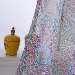 Tryckta Blommiga Fönstergardiner I Tyll För Vardagsrum