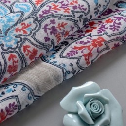 Tryckta Blommiga Fönstergardiner I Tyll För Vardagsrum