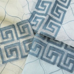 Lyxig Fönstergardin, Transparent, Geometrisk Broderad Skärm, Högkvalitativ Tyll, Måttbeställd