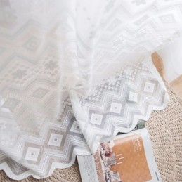 Vita Transparenta Gardiner Med Diamantmönster För Vardagsrum/Sovrum