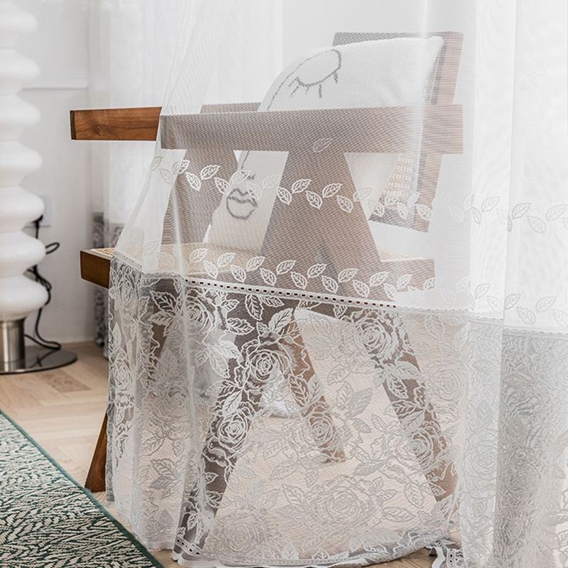 Modern Blommönstergardin Måttbeställd Gardin I Tyll, Transparent För Vardagsrum, Sovrum