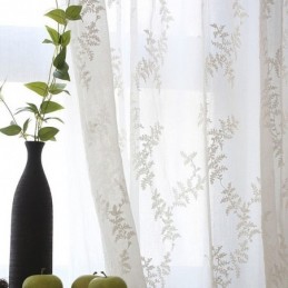 Vit Transparent Gardin Måttbeställd Broderad Tyll För Vardagsrum/Sovrum