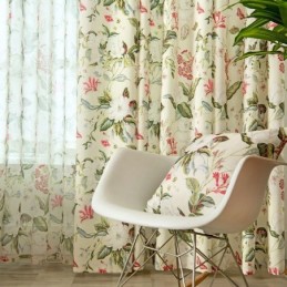 Gardin I Bomull Och Linne, Måttbeställd Gardin, Amerikansk Stil, Växttryck