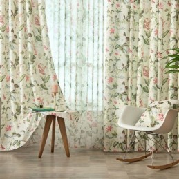 Gardin I Bomull Och Linne, Måttbeställd Gardin, Amerikansk Stil, Växttryck