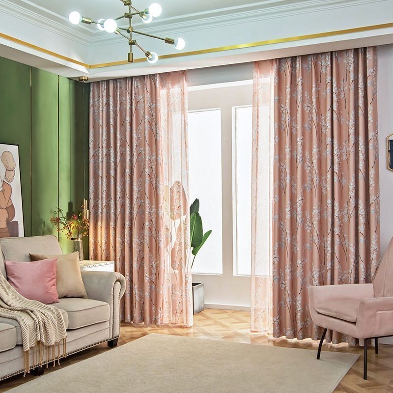 Mörkläggningsgardin Måttbeställd Gardin I Amerikansk Stil Med Växttryck