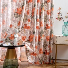 Gardin I Bomull Och Linne, Måttbeställd Gardin, Amerikansk Stil, Blommönster