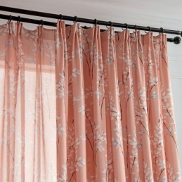 Måttbeställd Gardin Med Amerikanskt Växtmönster, Halvmörkläggande