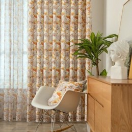 Halvmörkläggningsgardin Måttbeställd Gardin I Amerikansk Stil Med Växttryck