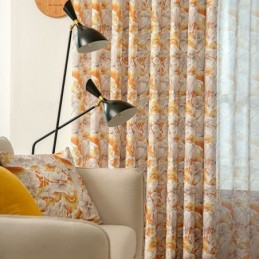 Halvmörkläggningsgardin Måttbeställd Gardin I Amerikansk Stil Med Växttryck