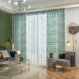 Halvmörkläggningsgardin Måttbeställd Gardin I Amerikansk Stil Med Växttryck