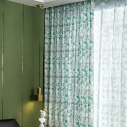 Halvmörkläggningsgardin Måttbeställd Gardin I Amerikansk Stil Med Växttryck