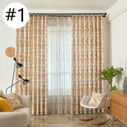 Halvmörkläggningsgardin Måttbeställd Gardin I Amerikansk Stil Med Växttryck