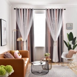 Mörkläggningsgardin Måttbeställd Gardin Ihålig Stjärna Med Transparent Sken, Sovrum