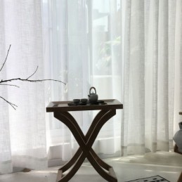 Vit Transparent Gardin Måttbeställd Enfärgad Gardin I Voile, Vardagsrums- Och Sovrumsstil