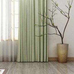 Enfärgad Ljusgrön Gardin Måttbeställd Modern Sidenimitation Vardagsrum Sovrum Mörkläggningstyg