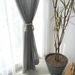 Grå Transparent Gardin Måttbeställd Andasgardin Enfärgad Voile Vardagsrum Sovrum